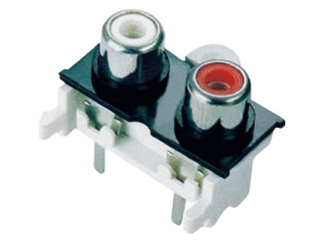 AV插座 AV2-8.4-10B 90度雙聯排四腳插板 帶螺孔 白紅插口