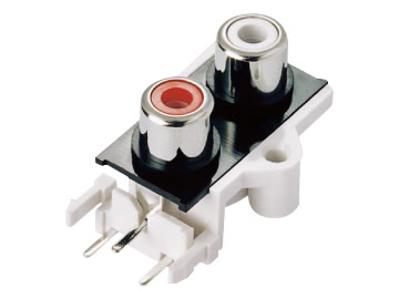 AV插座 AV2-8.4-9 90度雙層3P兩腳插板 帶螺孔 白紅色插口