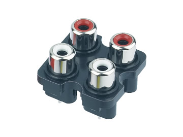 AV插座 AV4-8.4-7C 180度四聯排6P插板 單孔 紅白色插口