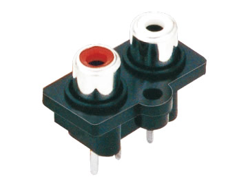 AV插座 AV2-8.4-7C 180度雙聯排3P直插 雙螺孔 紅白色插口