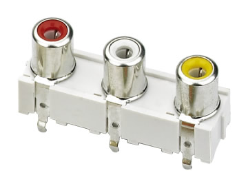 AV插座 AV3-8.4-6B 180度三聯排7P插板 紅白黃三色插口