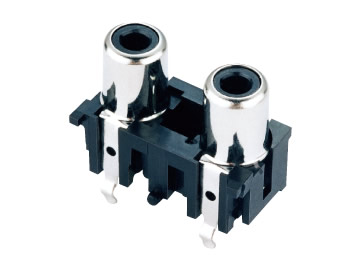 AV插座 AV2-8.4-6A 180度雙聯排6P立插 黑色底座插口