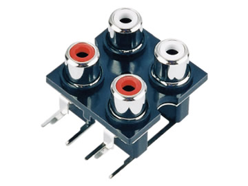 AV插座 AV4-8.4-5 90度雙層雙聯排正方形 6P插板 有孔 白紅色插口