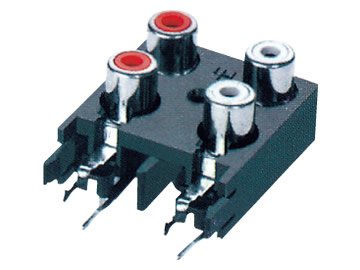 AV插座 AV4-8.4-4B 90度雙層雙聯排7P插板 兩腳 帶孔 紅白色插口