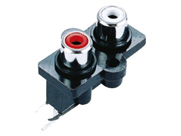 AV插座 AV2-8.4-3 90度雙層3P插板 雙孔 白紅色插口