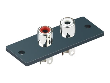 AV插座 AV2-8.4-B 180度雙聯排4P直插 雙孔帶板 紅白色插口