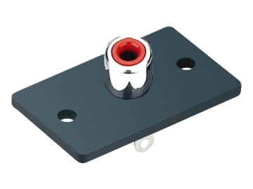 AV插座 AV-8.4-B 180度單口2P直插 雙孔帶板 紅色插口