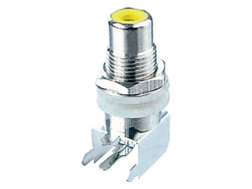 AV插座 AV-8.4-21 90度兩腳2P插板 帶螺 金屬外殼 黃色插口