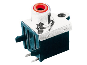 AV插座 AV-8.4-20P 90度兩腳2P插板 帶螺孔 紅色插口