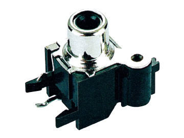 AV插座 AV-8.4-15 90度2P兩腳插板 左側邊帶螺孔 黑色插口