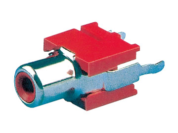 AV插座 AV-8.4-14 180度2P兩腳直插 紅色底座 鍍鎳