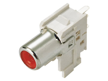 AV插座 AV-8.4-11 180度4P直插 帶支架 白色底座 紅色插口