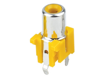 AV插座 AV-8.4-6A 180度3P直插 單口黃色底座 鍍鎳
