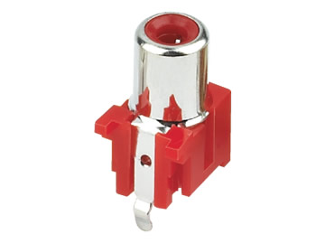 AV插座 AV-8.4-6 180度3P直插 單口紅色底座 鍍鎳