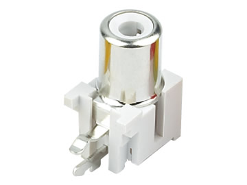 AV插座 AV-8.4-5 90度2P插板 白色底座 鍍鎳