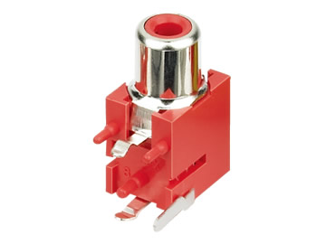 AV插座 AV-8.4-4A3 90度3P插板 有柱紅色底座 鍍鎳