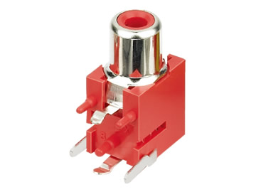 AV插座 AV-8.4-4A 90度4P插板 3個定位柱 紅色底座 鍍鎳
