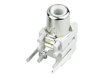 AV插座 AV-8.4-2 90度3P插板 六個定位柱 白色底座 鍍鎳