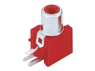 AV插座 AV-8.4-1A 90度2P插板有柱 紅色底座 鍍鎳